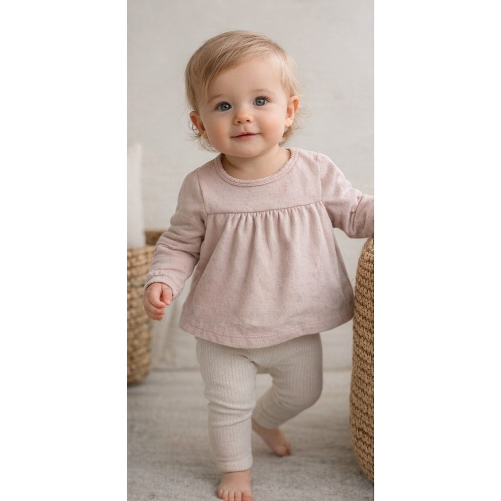 Wheat Organic Cotton Blush Long Sleeve Top Size 9 Months
